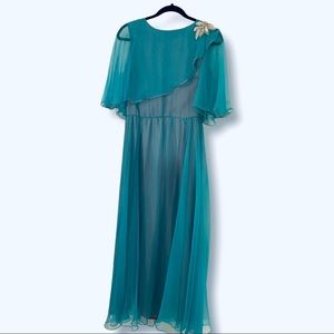 VTG 70s Mike Benet Formal teal maxi dress
